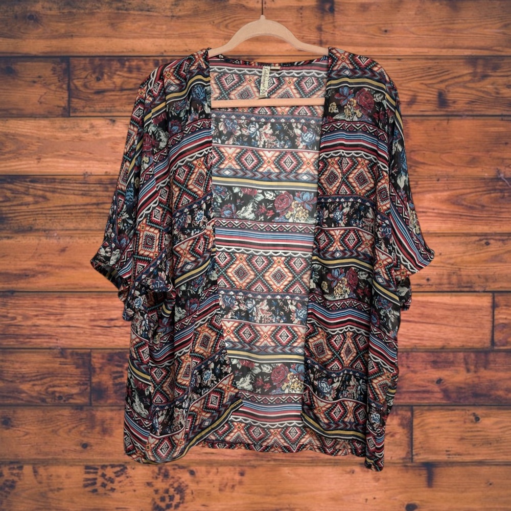 5‎ for $25🔥California Gypsy Boho Sheer Open Front Kimono Medium